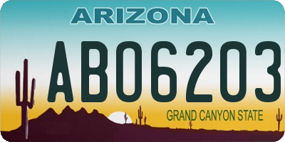 AZ license plate ABO6203