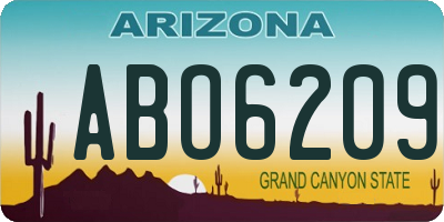AZ license plate ABO6209
