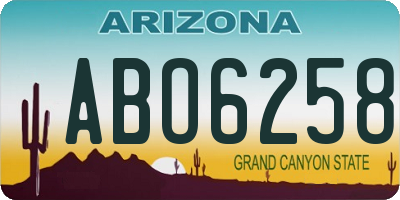 AZ license plate ABO6258