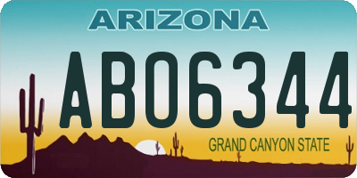 AZ license plate ABO6344