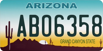 AZ license plate ABO6358