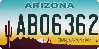 AZ license plate ABO6362