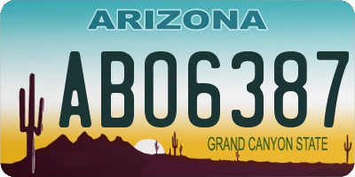 AZ license plate ABO6387
