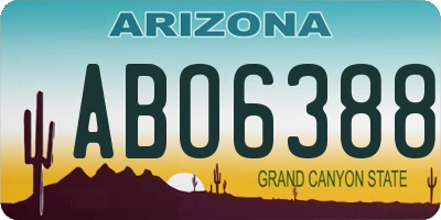 AZ license plate ABO6388