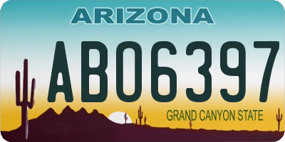 AZ license plate ABO6397