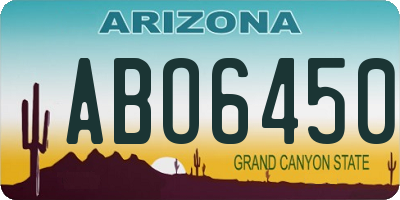 AZ license plate ABO6450