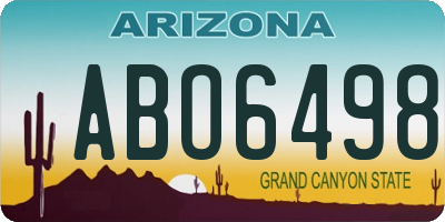 AZ license plate ABO6498
