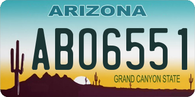 AZ license plate ABO6551
