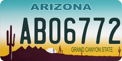 AZ license plate ABO6772