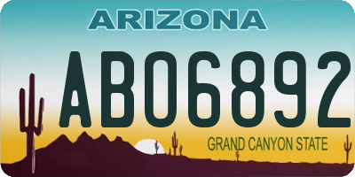 AZ license plate ABO6892
