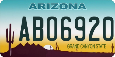 AZ license plate ABO6920