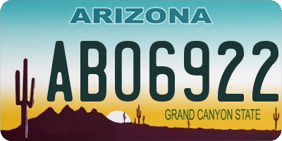 AZ license plate ABO6922