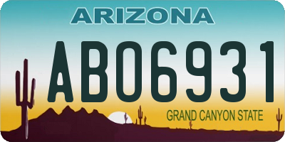 AZ license plate ABO6931