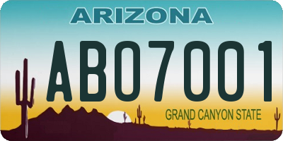 AZ license plate ABO7001