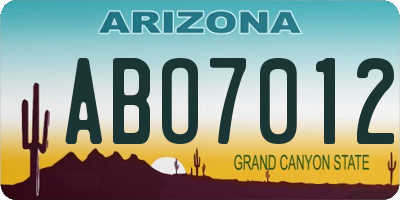 AZ license plate ABO7012