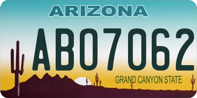 AZ license plate ABO7062