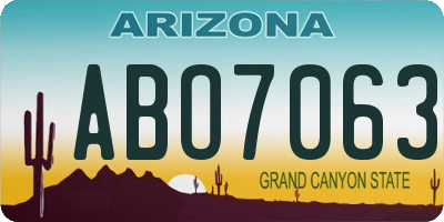 AZ license plate ABO7063