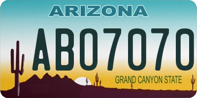 AZ license plate ABO7070