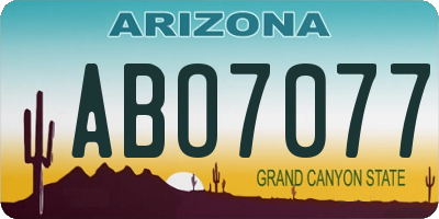 AZ license plate ABO7077
