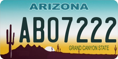 AZ license plate ABO7222