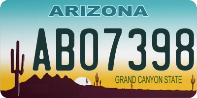 AZ license plate ABO7398