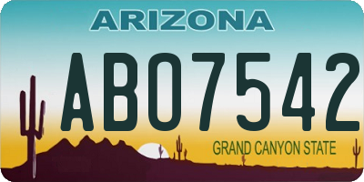 AZ license plate ABO7542
