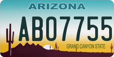 AZ license plate ABO7755