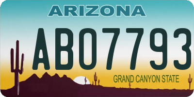 AZ license plate ABO7793
