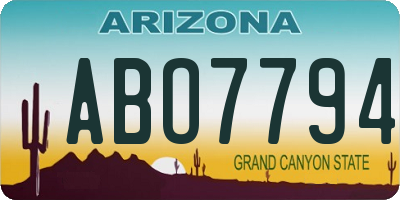 AZ license plate ABO7794