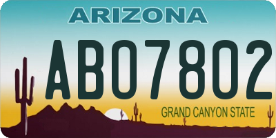 AZ license plate ABO7802