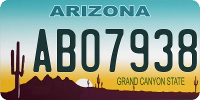 AZ license plate ABO7938