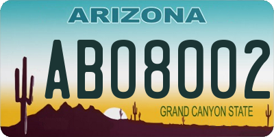 AZ license plate ABO8002
