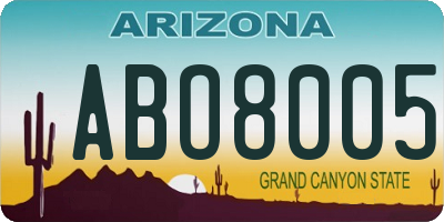 AZ license plate ABO8005