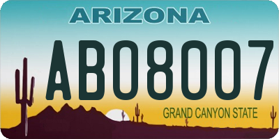 AZ license plate ABO8007