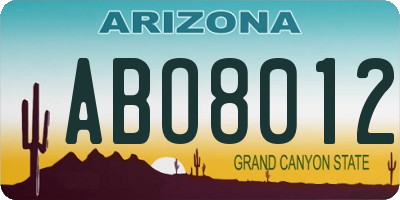 AZ license plate ABO8012
