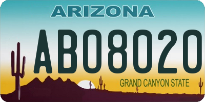 AZ license plate ABO8020
