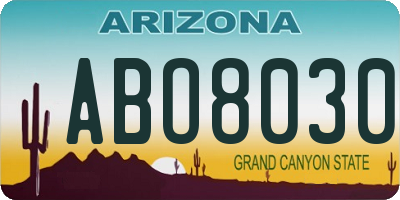 AZ license plate ABO8030