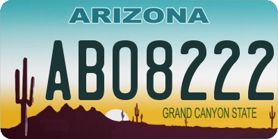 AZ license plate ABO8222