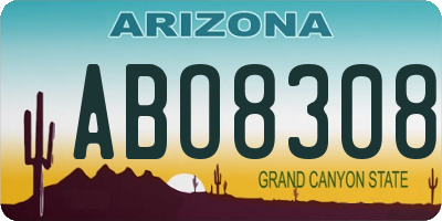 AZ license plate ABO8308