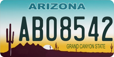 AZ license plate ABO8542