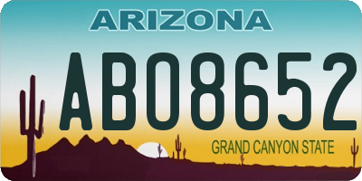 AZ license plate ABO8652
