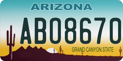 AZ license plate ABO8670