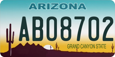 AZ license plate ABO8702