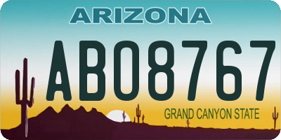 AZ license plate ABO8767