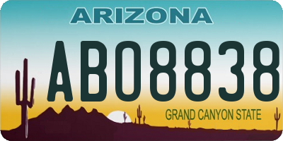 AZ license plate ABO8838