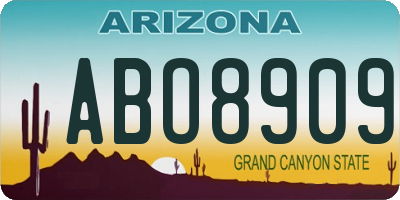 AZ license plate ABO8909