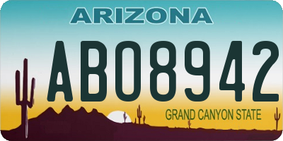 AZ license plate ABO8942