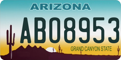 AZ license plate ABO8953