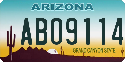 AZ license plate ABO9114