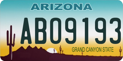 AZ license plate ABO9193
